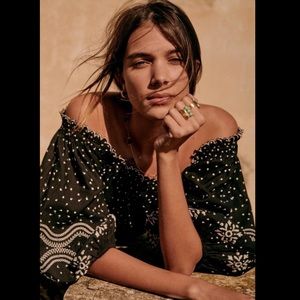 Sezane Santoni Blouse in Ecru Dots Black